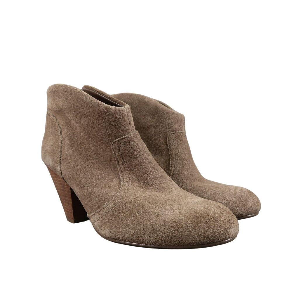 Carlos Shoes Womens 7.5 Ankle Boots Slip On Leather Stacked Heel Brown Fashion